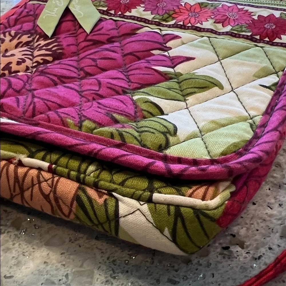Vera Bradley Pink and Green Floral Crossbody Bag 6.5